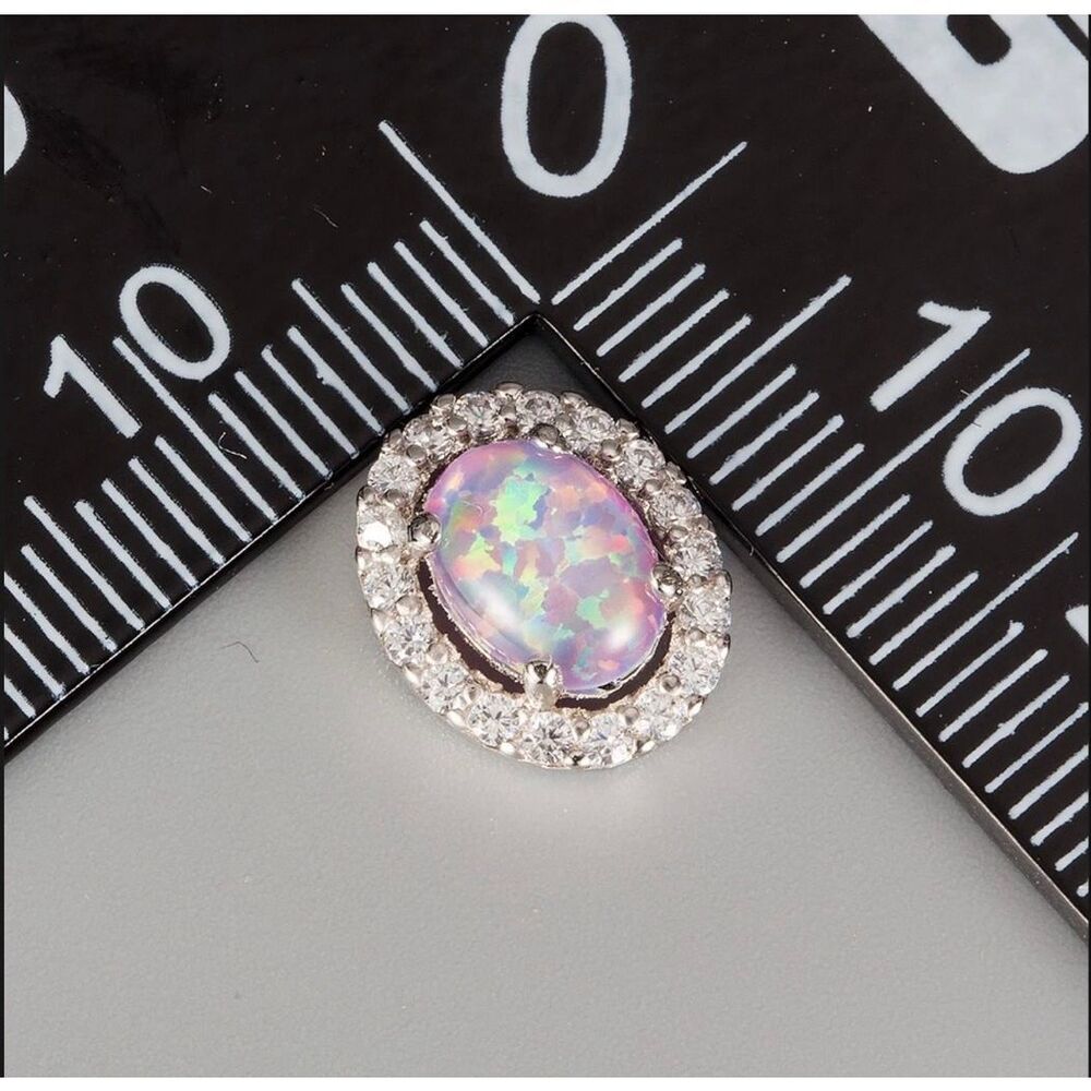 Lavender Fire Opal Earrings - Picture 7 of 8